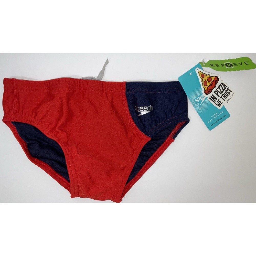 NWT Men's Speedo Vibe Collection Eco Endurance Brief Swim Trunks High Rsk Red 28
